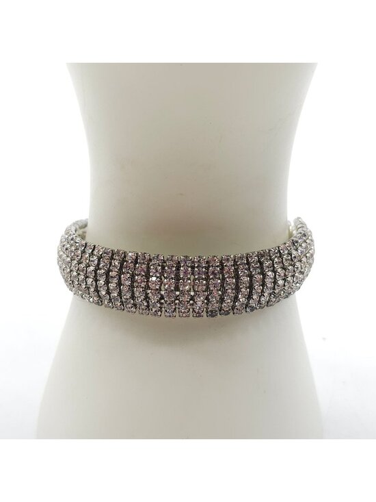 Unbranded Jewelry - Rhinestone Silver-Tone Coil Bracelet With Adjustable Sparkling Design Vintage